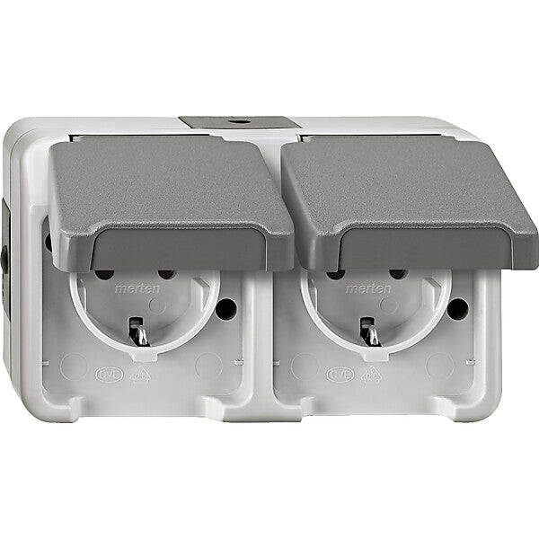 Merten SCHUKO-Doppel-Steckdose lichtgrau MEG2321-8029